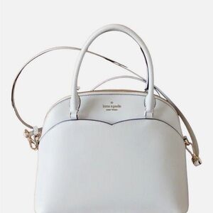 kate spade White Leather Dome Crossbody Satchel